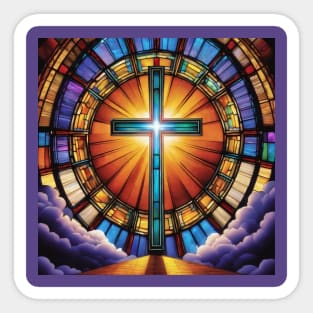 Stained Glass Cross with God's Rays Sticker